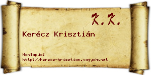 Kerécz Krisztián névjegykártya